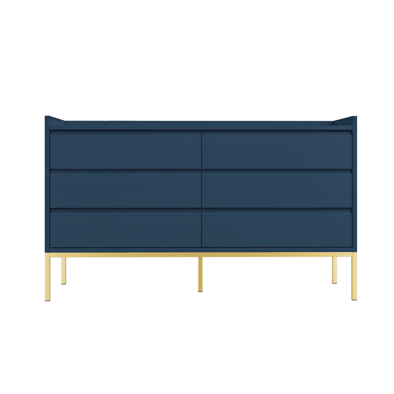 Read more about Wide navy blue modern chest of 6 drawers with legs